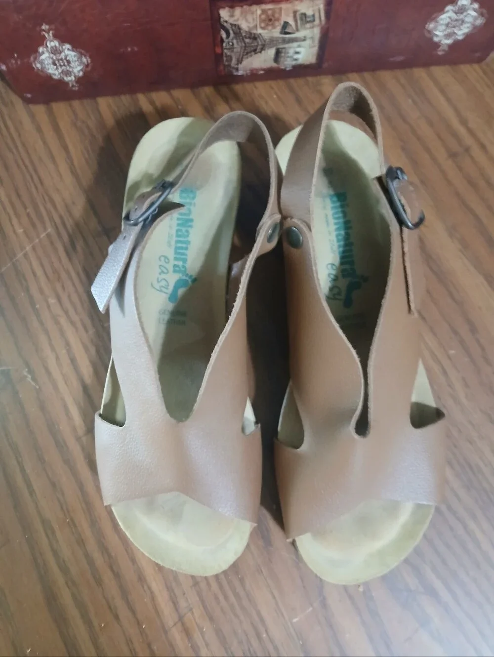 Bionatura Easy Tessa brown leather cork wedge sandal
